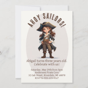 Ahoy Sailors! Girl Pirate Birthday Invitation