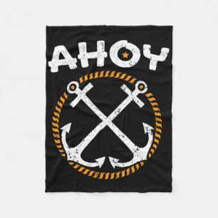 Ahoy Ship Captain Seafarer Nautical Sailor Boating Fleece Blanket