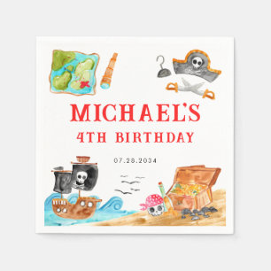 Ahoy Shipmates Treasure Hunt Ship Pirate Birthday Napkin