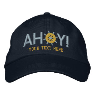 Ahoy Ships Wheel Captains Personalized Embroidered Hat