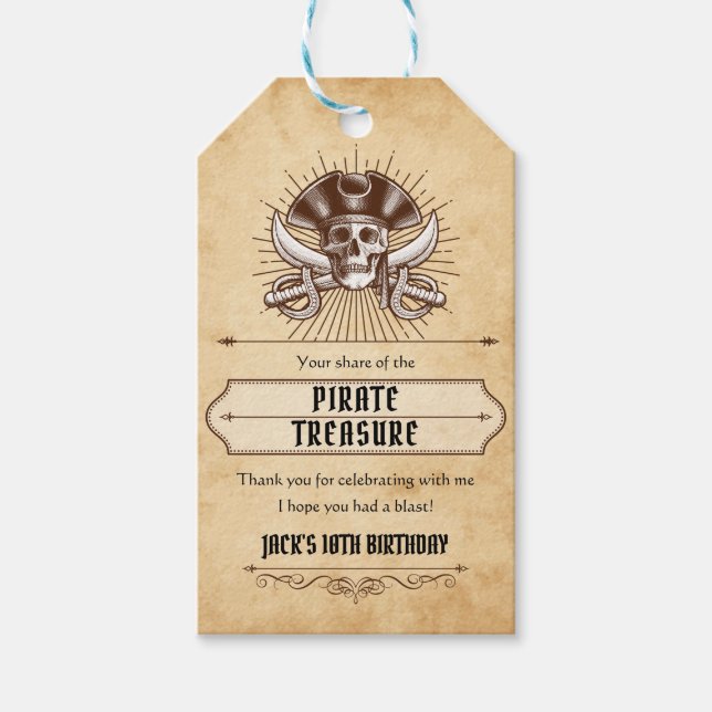 Ahoy There Pirate Birthday Party Favour Tag (Front)