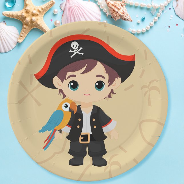 Ahoy There! Pirate Boy Birthday Party Paper Plate (Creator Uploaded)