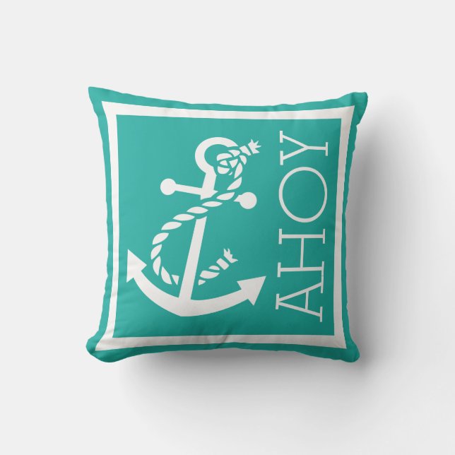 Ahoy Throw Pillow (Front)