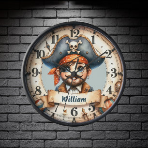 Ahoy Time! Pirate Adventure Wall Clock