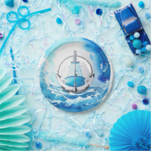 Ahoy to Motherhood: Nautical Boy Baby Shower Paper Plate