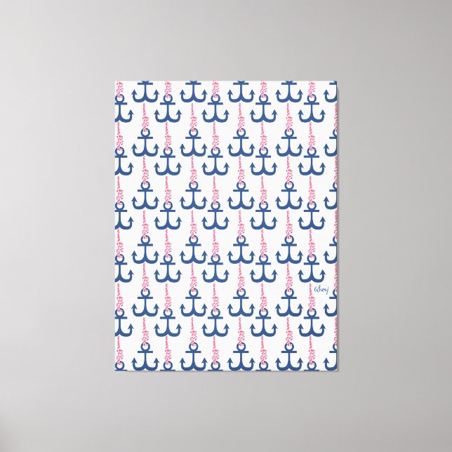 Ahoy Vintage Anchor pattern. Canvas Print (Front)