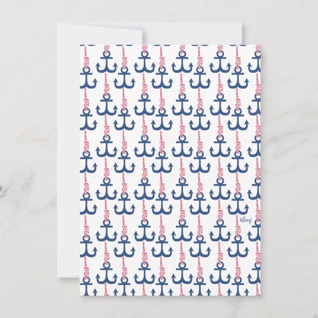 Ahoy Vintage Anchor pattern. Invitation (Back)