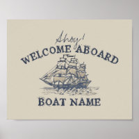 Ahoy! Welcome aboard Personalized Vintage Nautical