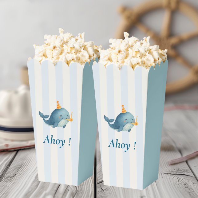 Ahoy Whale Birthday | Nautical Ocean Themed Party Favor Box (Creator Uploaded)