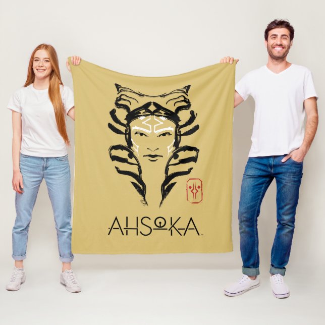 Ahsoka Face Brush Illustration Fleece Blanket (In Situ)