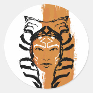 Ahsoka Orange Swatch Brush Illustration Classic Round Sticker