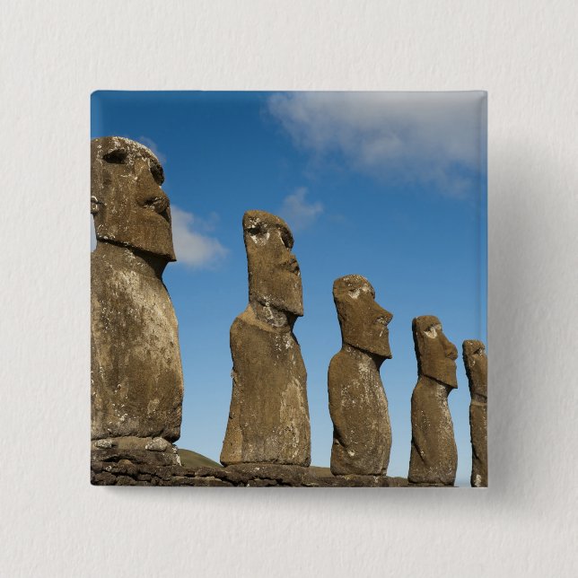 Ahu Akivi, Rapa Nui, Easter Island, Chile 2 Inch Square Button (Front)