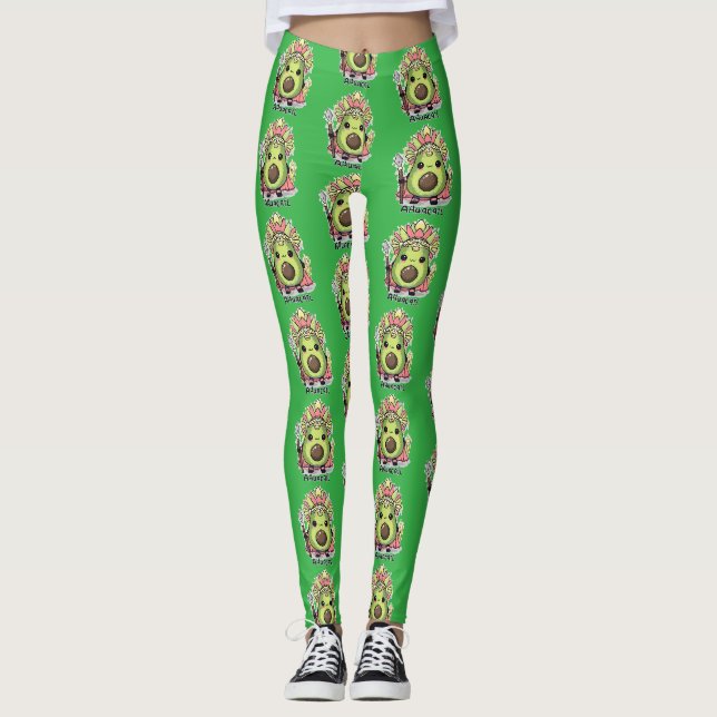 Ahuacatl Aztec Warrior Avocado Leggings (Front)