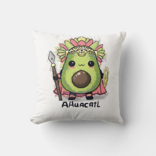 Ahuacatl Aztec Warrior Avocado Throw Pillow