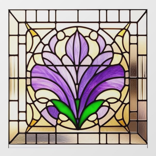 AI Art Art Nouveau Stained Glass Window Clings  (Sheet)