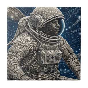 Ai Art Astronaut in Space Tile