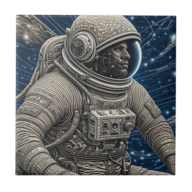 Ai Art Astronaut in Space Tile (Front)