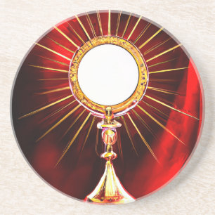 AI Art Blessed Sacrament Host in a Monstrance 1 Coaster