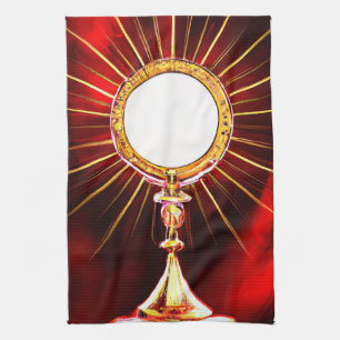 AI Art Blessed Sacrament Host in a Monstrance 1 Kitchen Towel