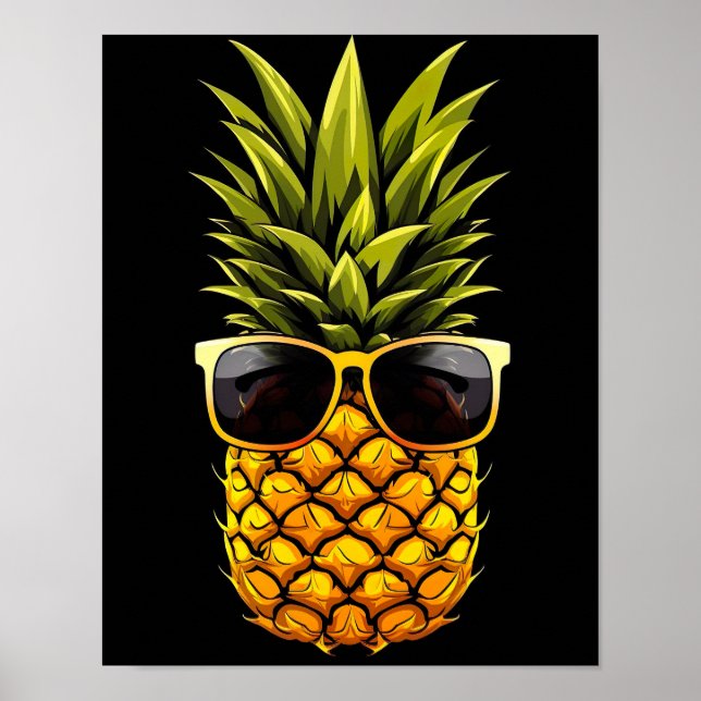 AI Art - Cool Pineapple with Sunglasses - Poster (Front)