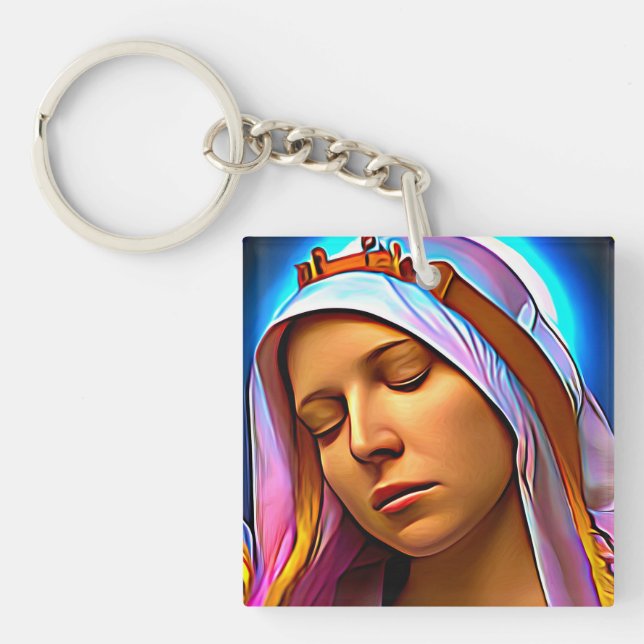 AI Art of The Blessed Virgin Mary Keychain (Front)