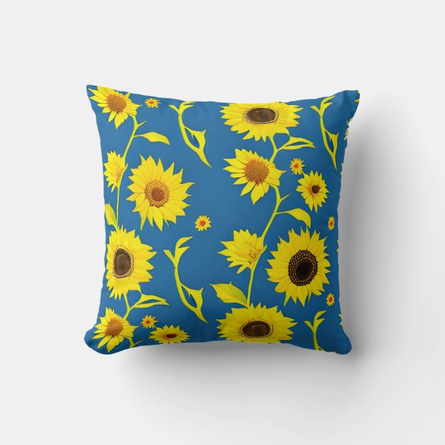 AI Art sunflower  Throw Pillow (Front)