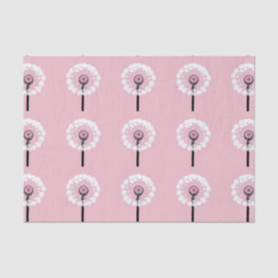AI Art White Dandelions Pink Tissue Paper