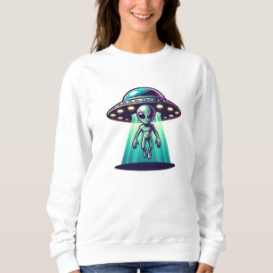 Ai Art with UFO Beaming up an Alien Sweatshirt