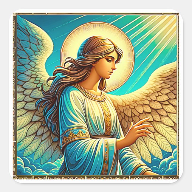 AI Beautiful Angel Expressionist Effect  Square Sticker (Front)