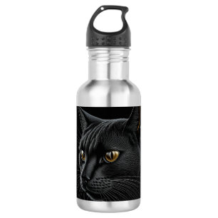 AI Black Cat with Yellow Eyes 532 Ml Water Bottle