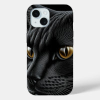 AI Black Cat with Yellow Eyes