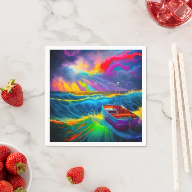 Ai Boat Scene Napkin (Insitu)