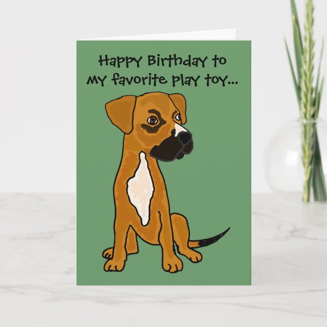 AI carte d'anniversaire drôle de mélange de boxeur (Devant)