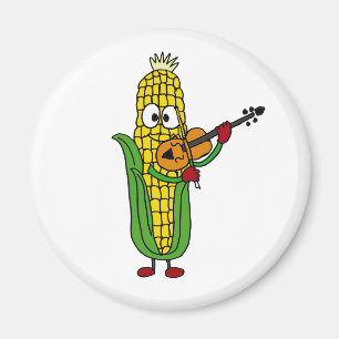 AI- Corn Playing Fiddle or Violin Magnet