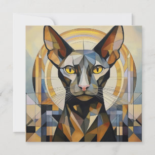 AI Cubism Cat Holiday Card