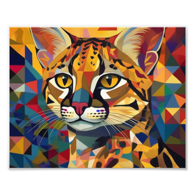AI Cubism Cat Photo Print (Front)