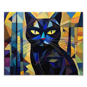 AI Cubism Cat Photo Print