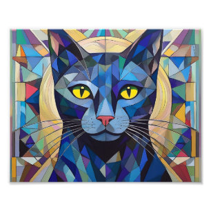 AI Cubism Cat Photo Print
