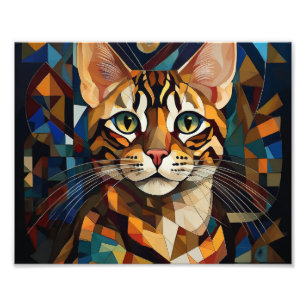 AI Cubism Cat Photo Print