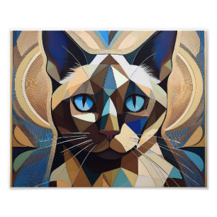 AI Cubism Cat Photo Print