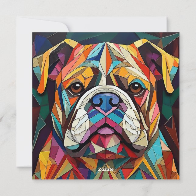 AI Cubism Dog Holiday Card (Back)