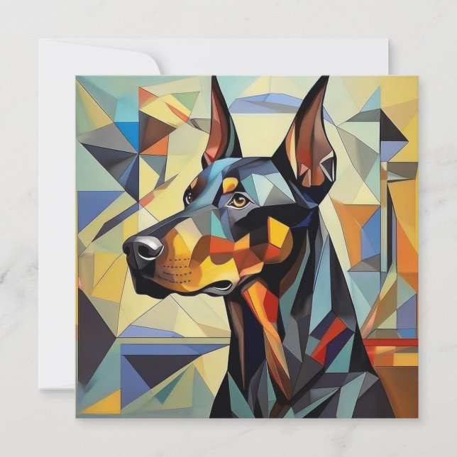 AI Cubism Dog Holiday Card (Front)