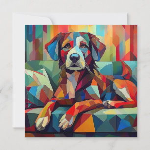 AI Cubism Dog Holiday Card