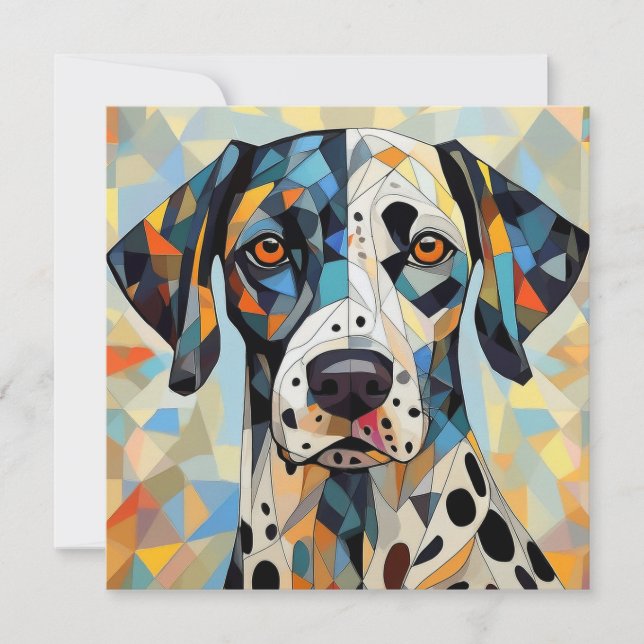 AI Cubism Dog Holiday Card (Front)