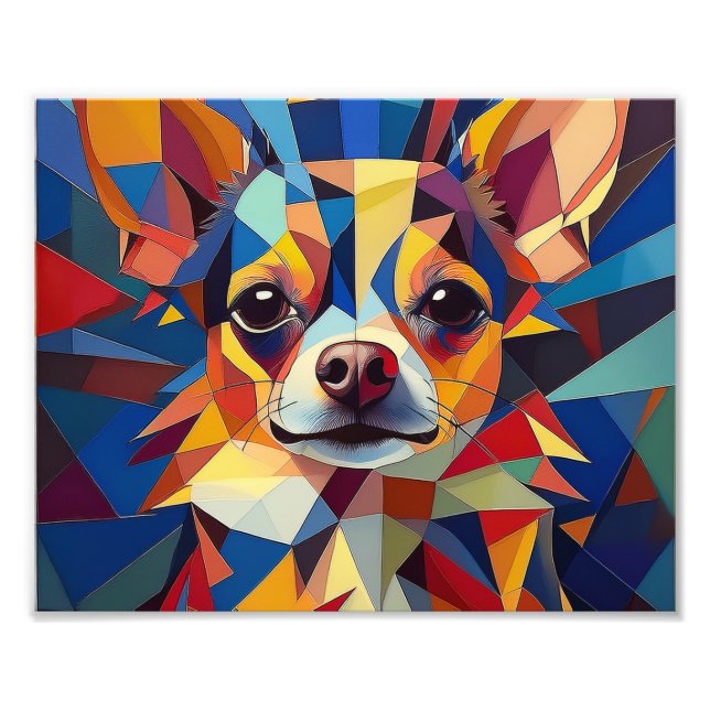 AI Cubism Dog Photo Print (Front)