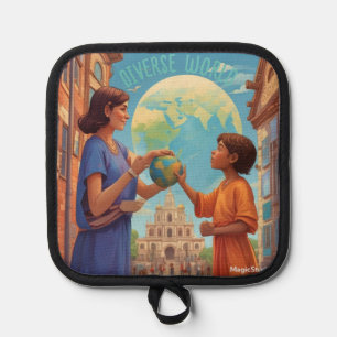 AI Diverse World Oven Mitt Pot Holder