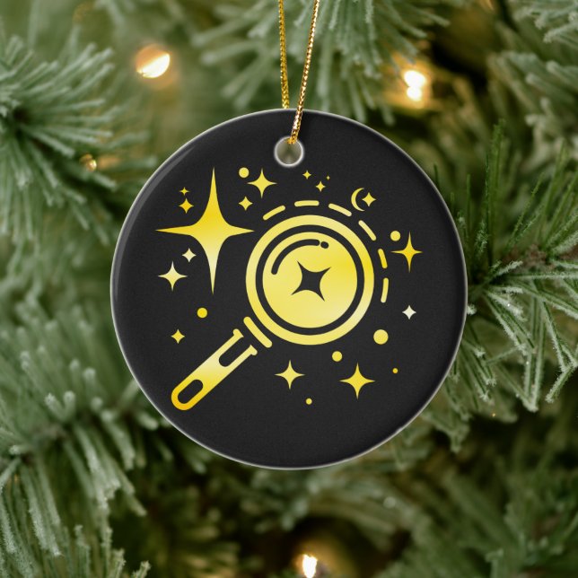 AI emblem Sparkle stars, beacon of the digital era Ceramic Ornament (Tree)