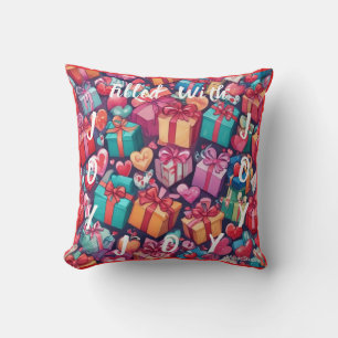 AI Filled With Joy Gifts and Hearts Throw Pillow