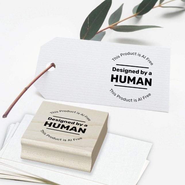 AI-Free Human Design & Creation - Custom Message Rubber Stamp (Creator Uploaded)
