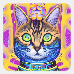 AI Generated Artsy Mystical Spiritual Cat Square Sticker